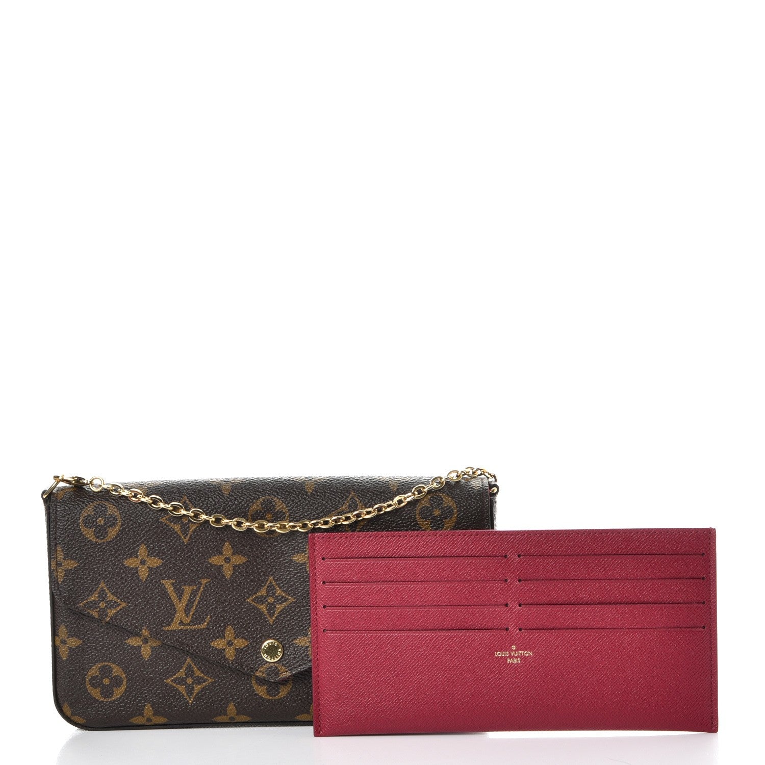 Louis Vuitton Monogram Pochette Felicie Chain Wallet Fuchsia 3 of 12