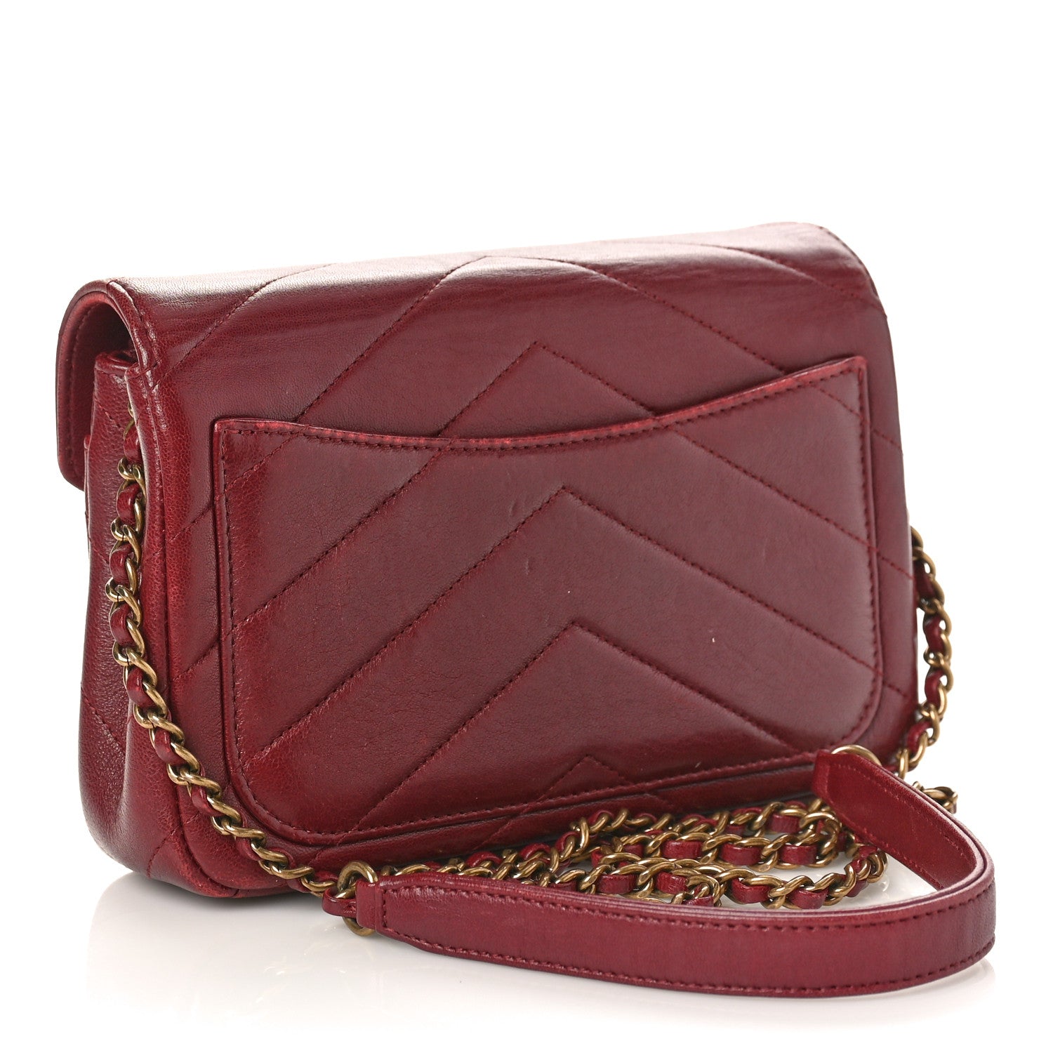 Chanel Lambskin Chevron Quilted Coco Envelope Flap Red 3 of 13