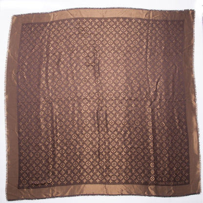 Louis Vuitton Silk Lurex Wool Monogram Shine Shawl Brown 3 of 5