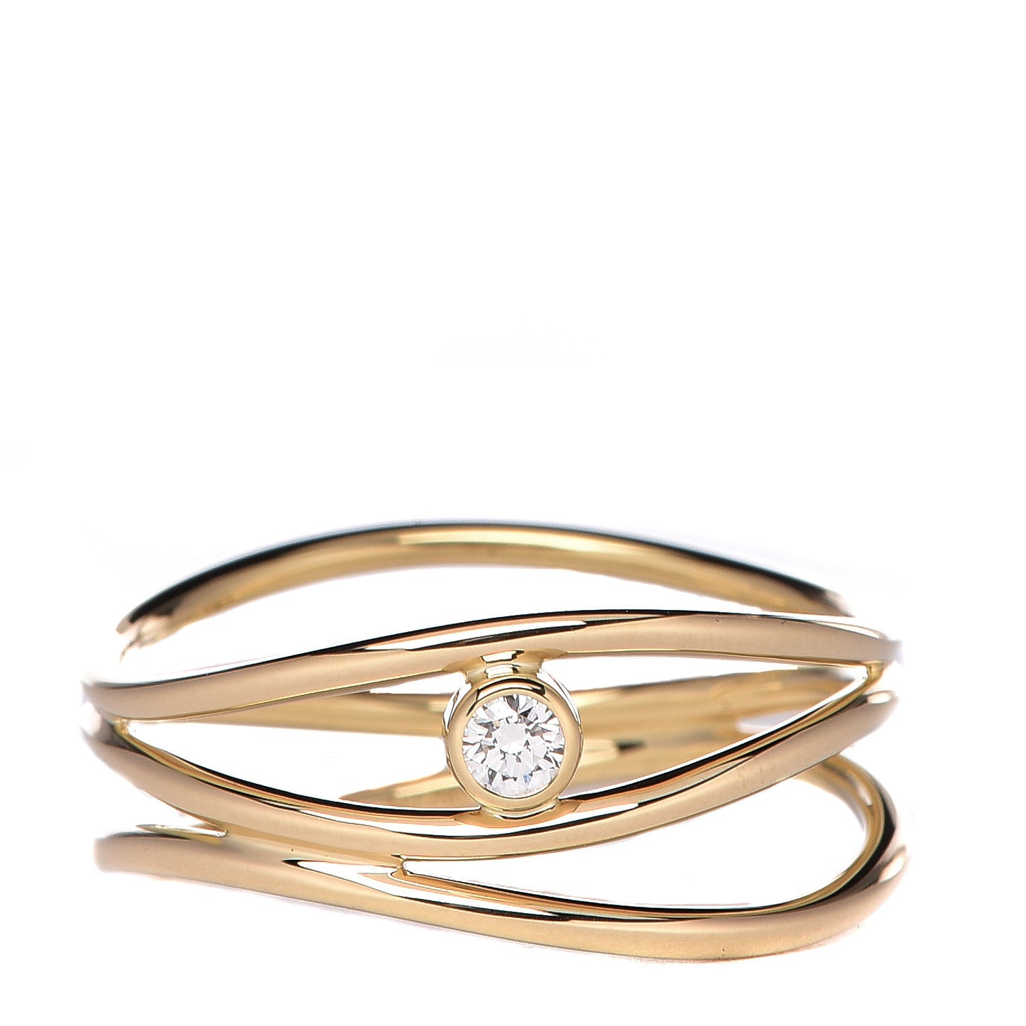 18K Yellow Gold Diamond Elsa Peretti 3 Row Wave Ring 51 5.75