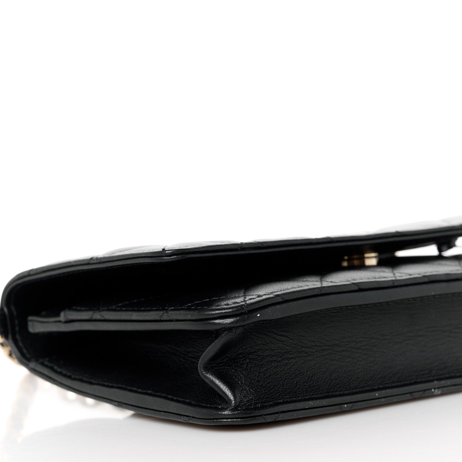 Chanel Lambskin Quilted Pearl Wallet On Chain WOC Black 10 of 12