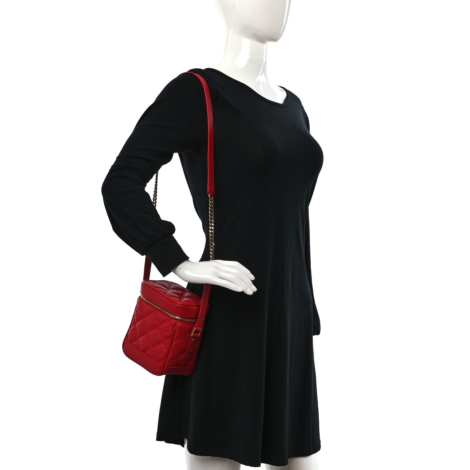 Saint Laurent Grain de Poudre Quilted 80's Vanity Bag Red 2 of 8