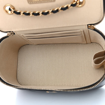 Chanel Lambskin Quilted Pearl Crush Small Vanity Case With Chain Black 5 of 9
