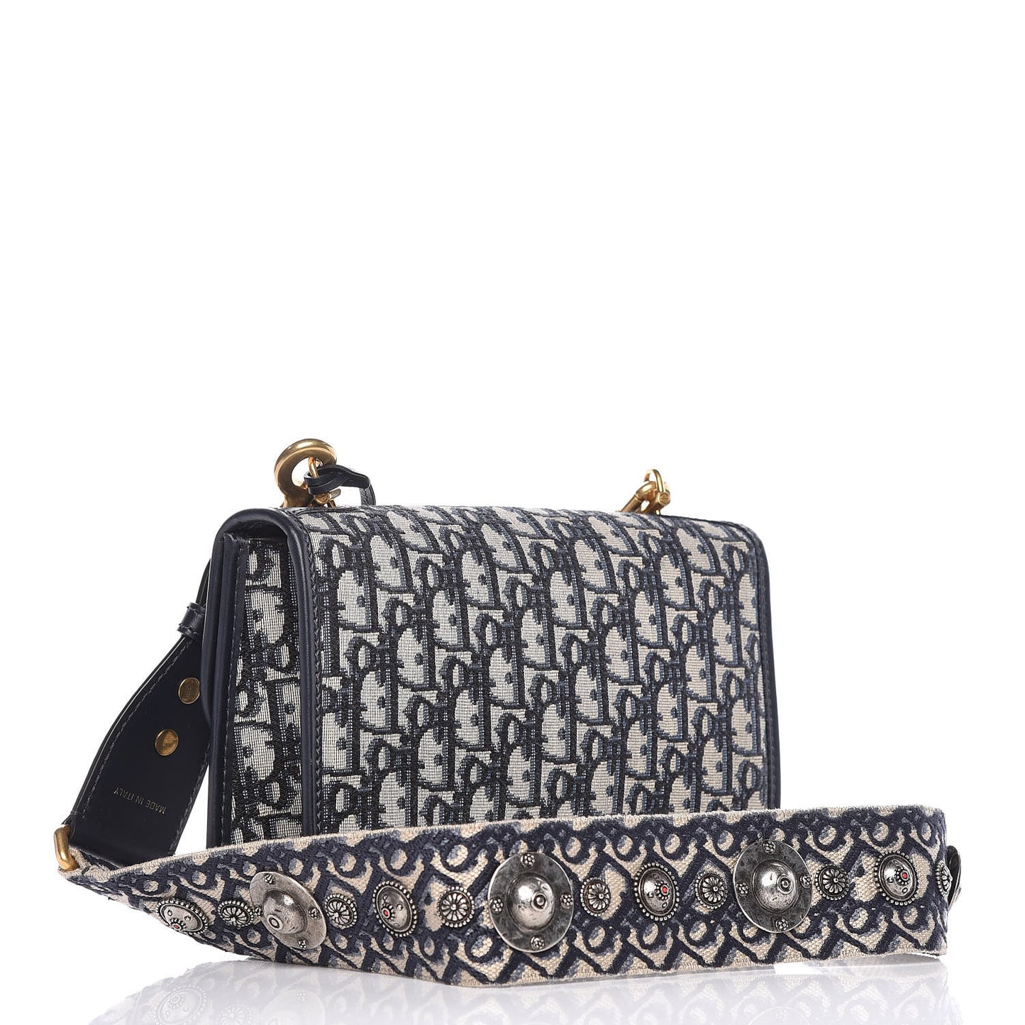 Oblique DiorAddict Flap Bag Navy Blue