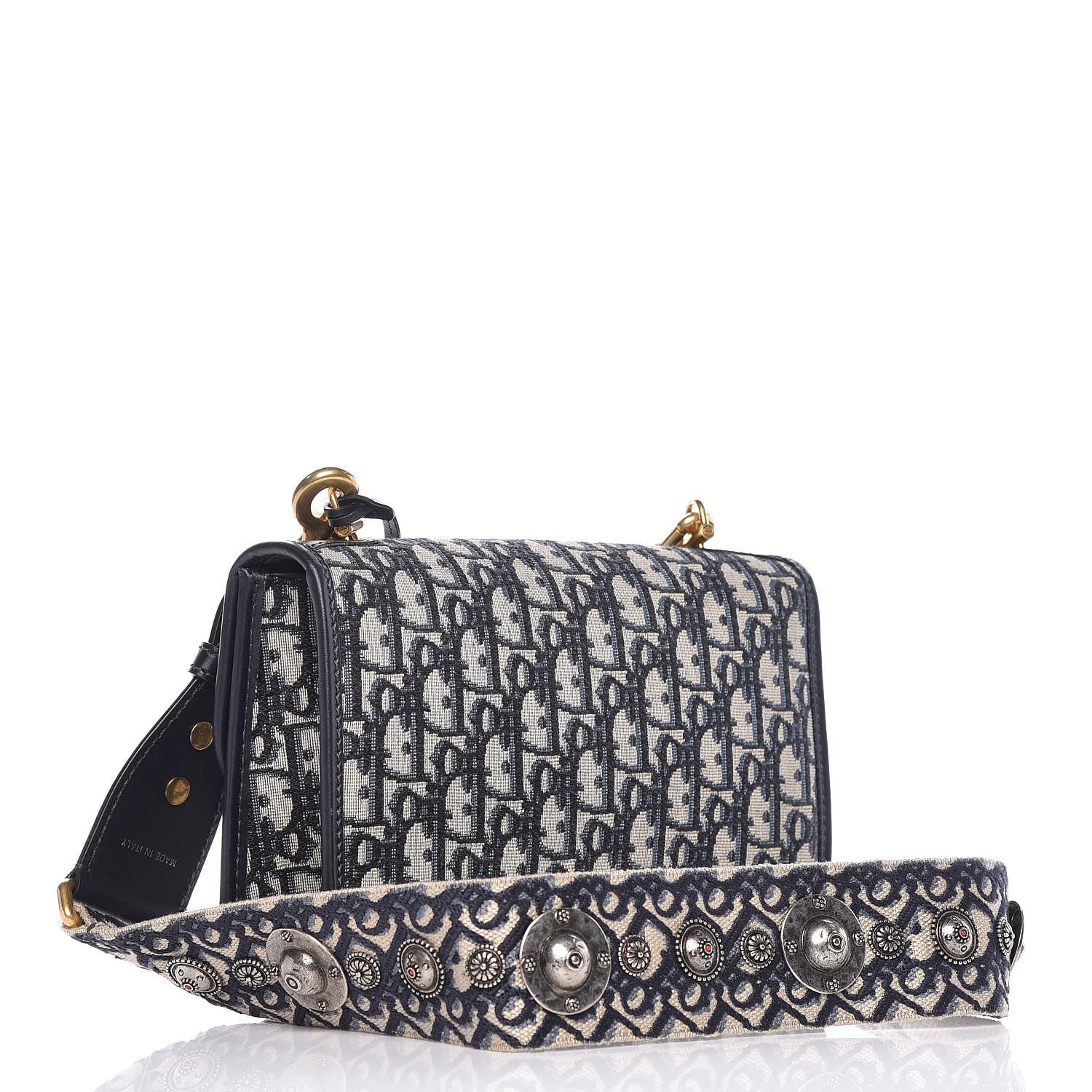 Christian Dior Oblique DiorAddict Flap Bag Navy Blue 3 of 12