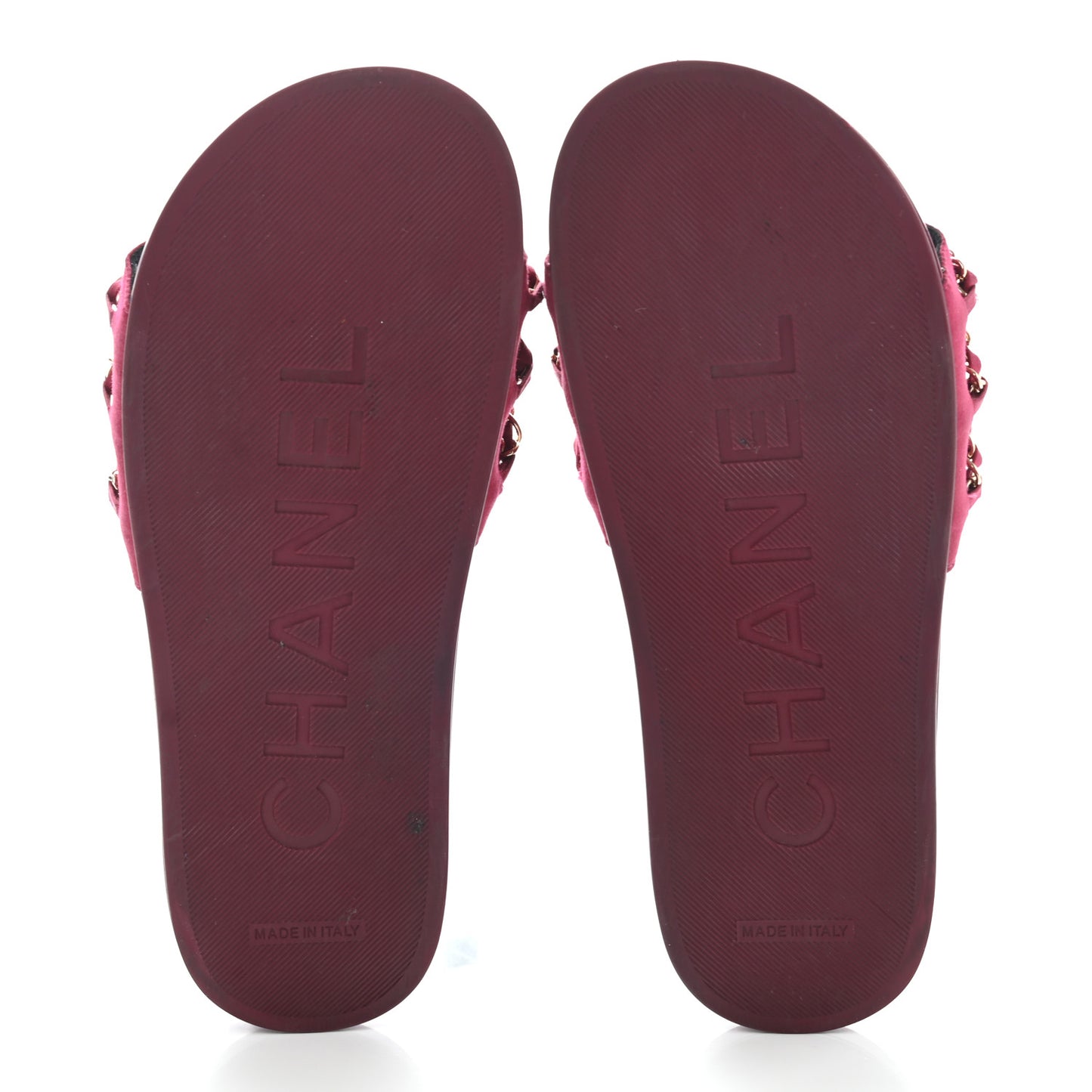 Satin Chain Flat Sandals 38 Dark Fuchsia