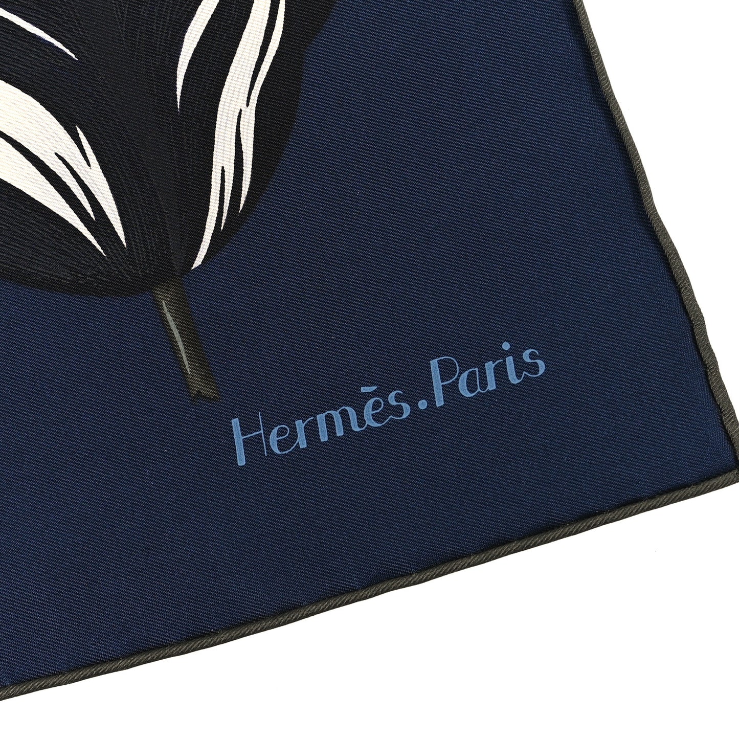 Silk Tulipomanie Detail Scarf 45 Bleu Marine Ardoise Vert Loden