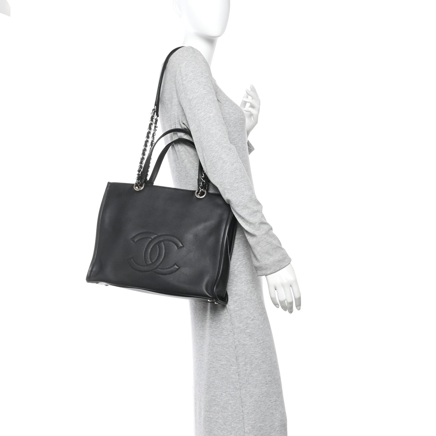 Chanel Calfskin CC Zipped Shopping Tote Black 2 of 10