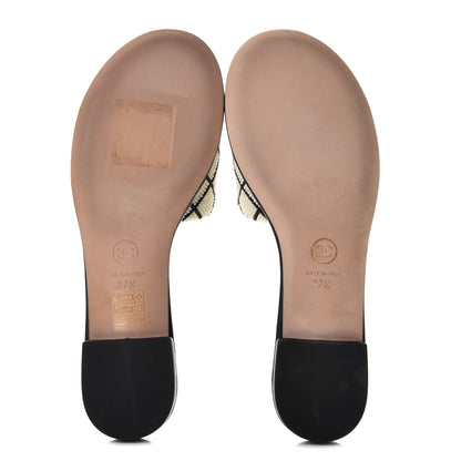 Chanel Pearl Embroidery CC Mules 37.5 Black White 7 of 11