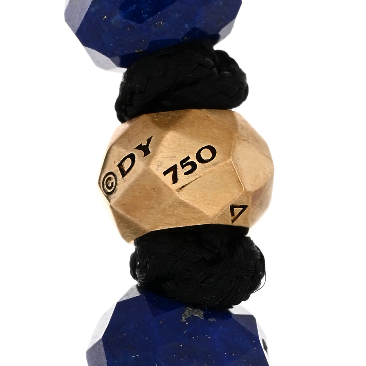 18K Yellow Gold Lapis Onyx Nylon Fortune Woven Bracelet Black