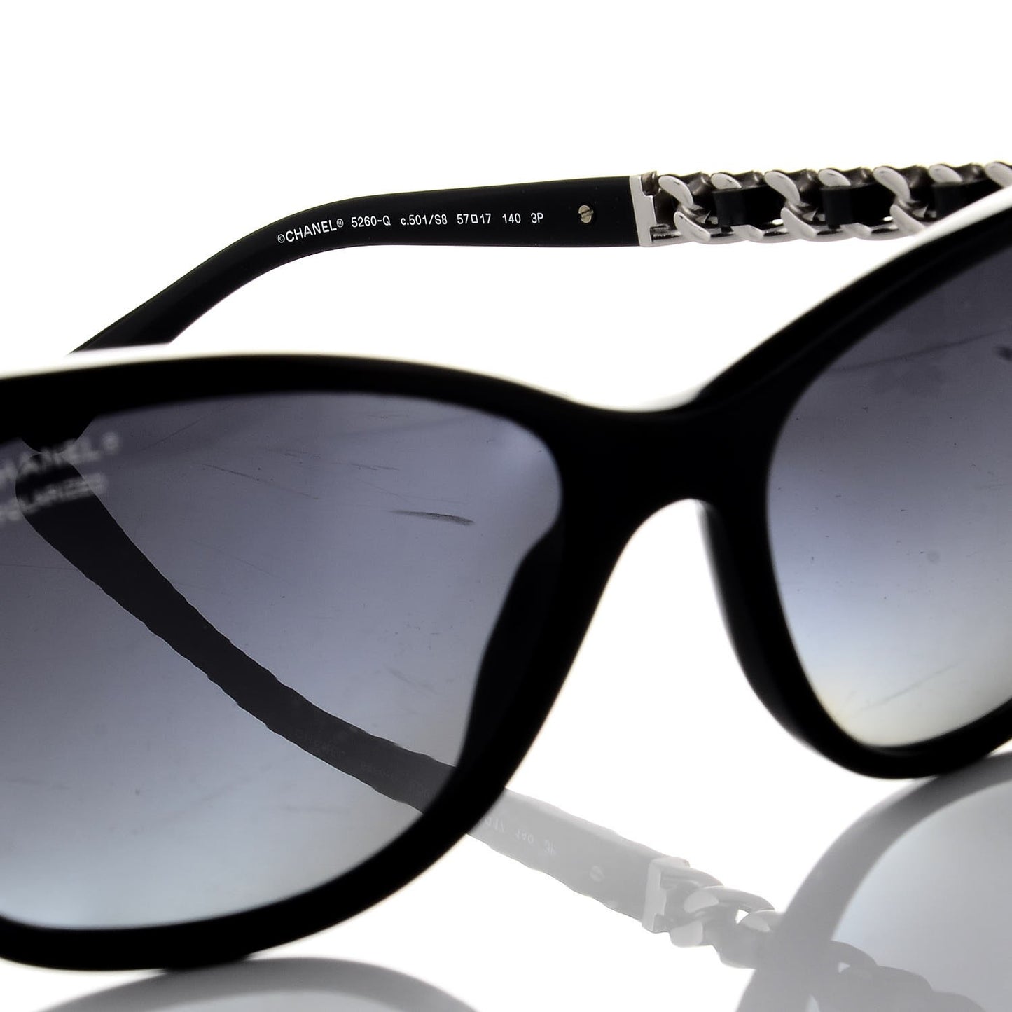 Cat Eye Chain Polarized Sunglasses 5260-Q Black