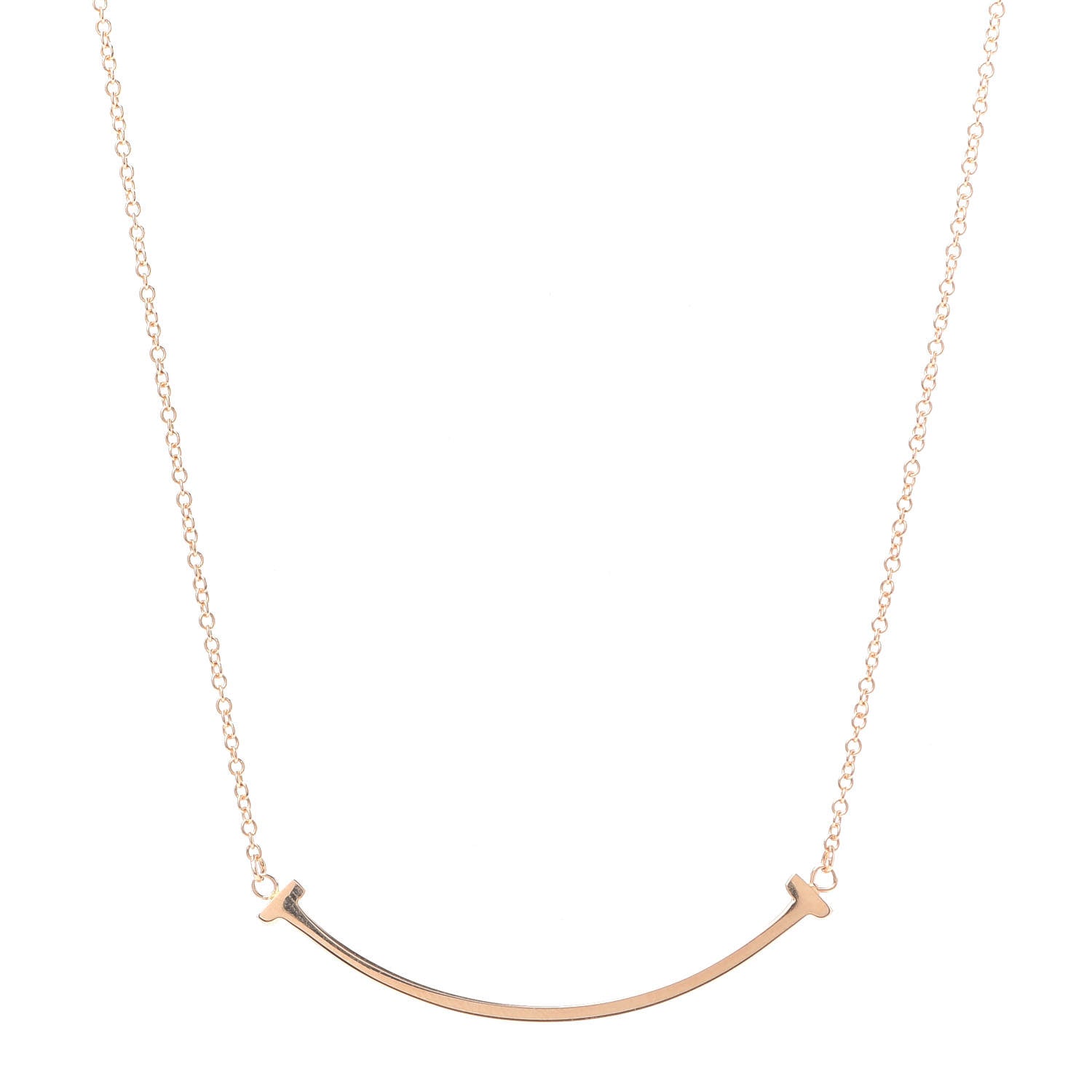 Tiffany 18K Rose Gold Small T Smile Pendant Necklace 1 of 7