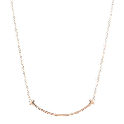 Tiffany 18K Rose Gold Small T Smile Pendant Necklace 1 of 7