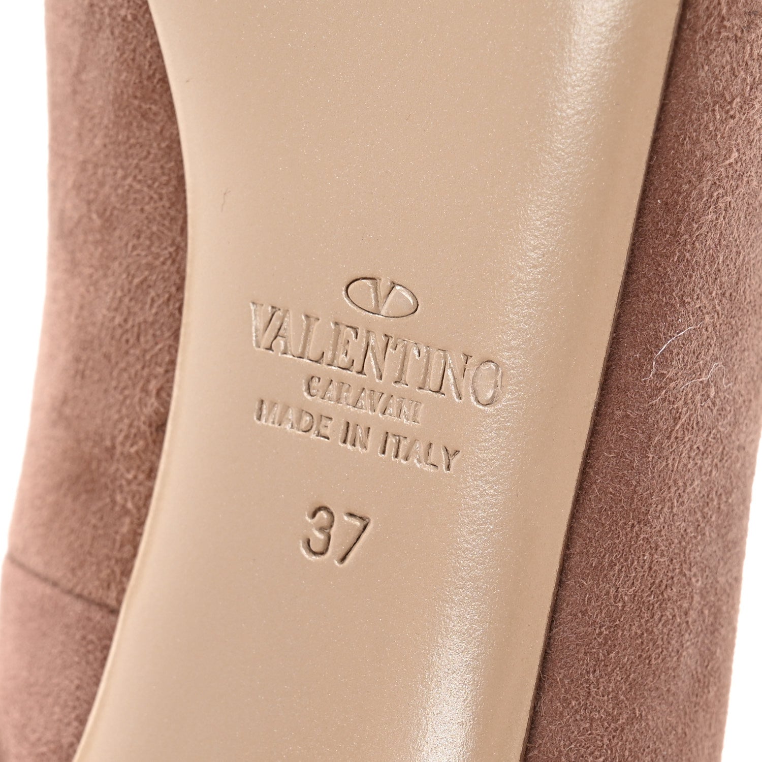 Valentino Garavani Suede Rockstud Peep Toe Pumps 37 Dahlia Rose