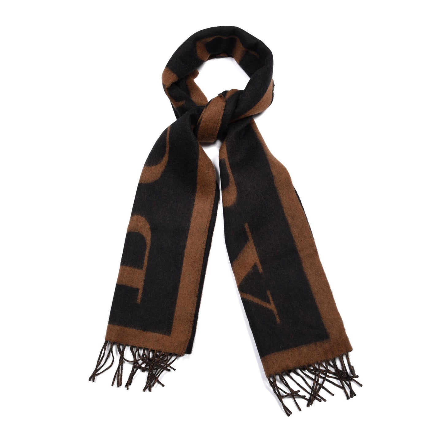 Wool Cashmere Logo Scarf Camel