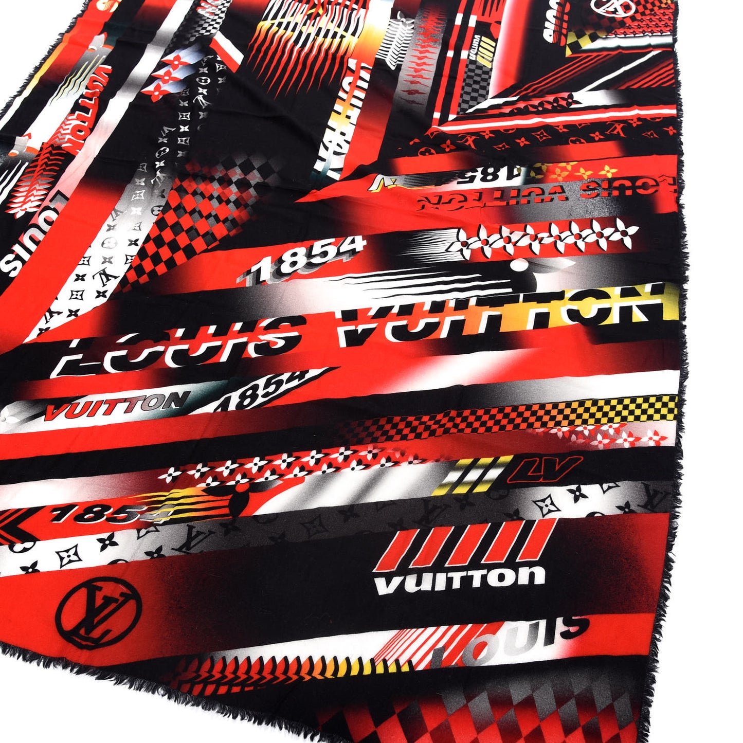 Wool Monogram Speedy Race Stole Red