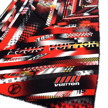 Louis Vuitton Wool Monogram Speedy Race Stole Red 4 of 4