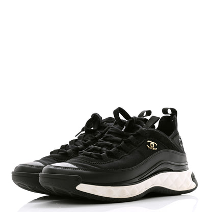 Chanel Velvet Calfskin Mixed Fibers CC Sneakers 40 Black 3 of 9