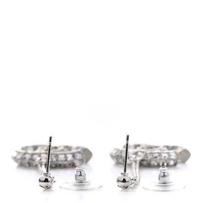 Chanel Baguette Crystal CC Drop Earrings Silver 3 of 4