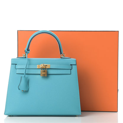 Hermes Epsom Kelly Sellier 25 Bleu Du Nord 10 of 10