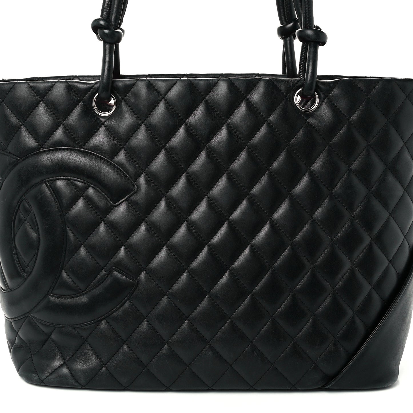 Calfskin Quilted Large Cambon Tote Black