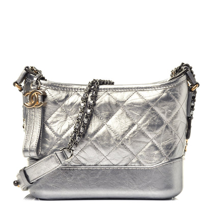 Chanel Metallic Aged Calfskin Quilted Small Gabrielle Hobo Silver 1 of 9