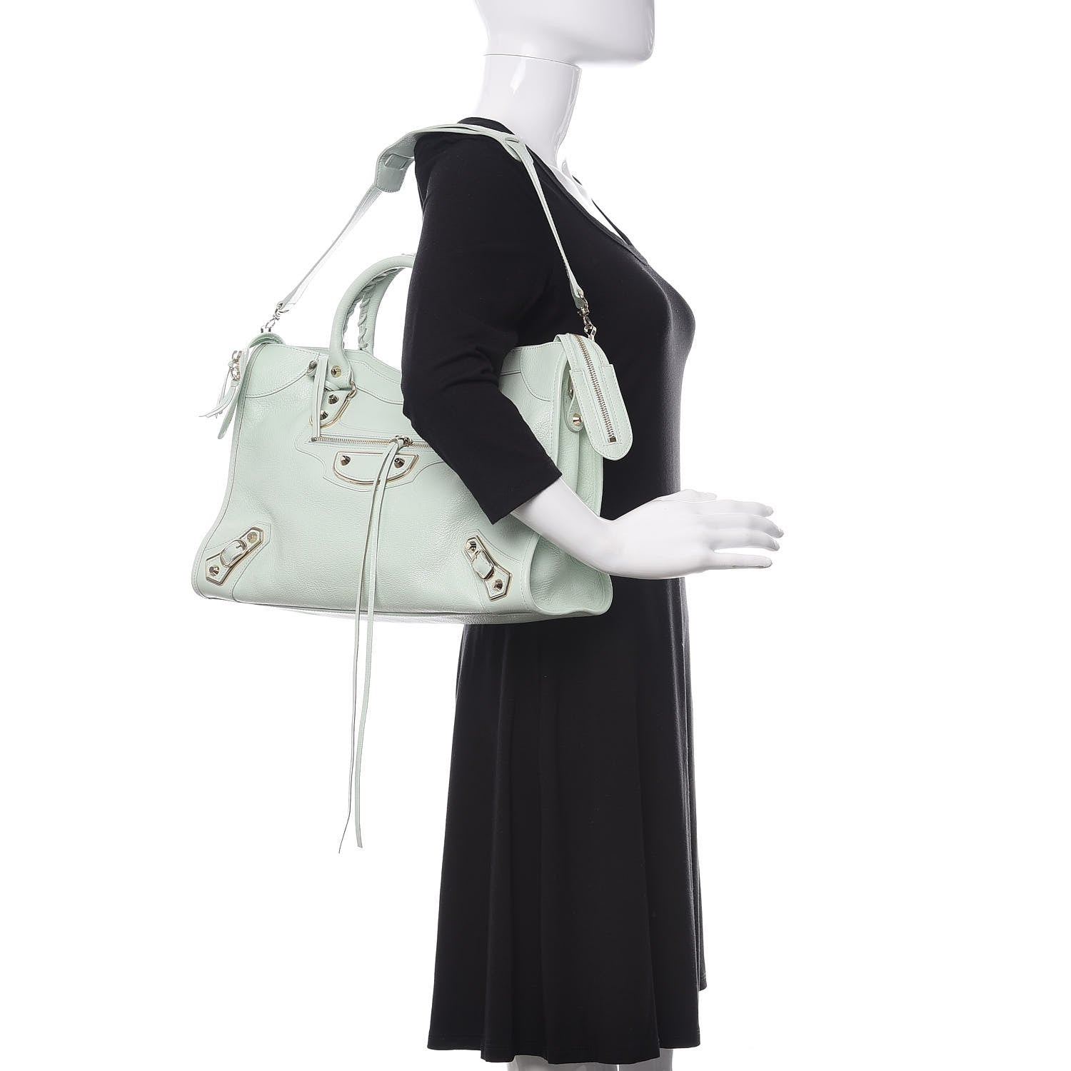 Balenciaga Chevre Gold Metallic Edge Hardware City Vert Anis 2 of 10