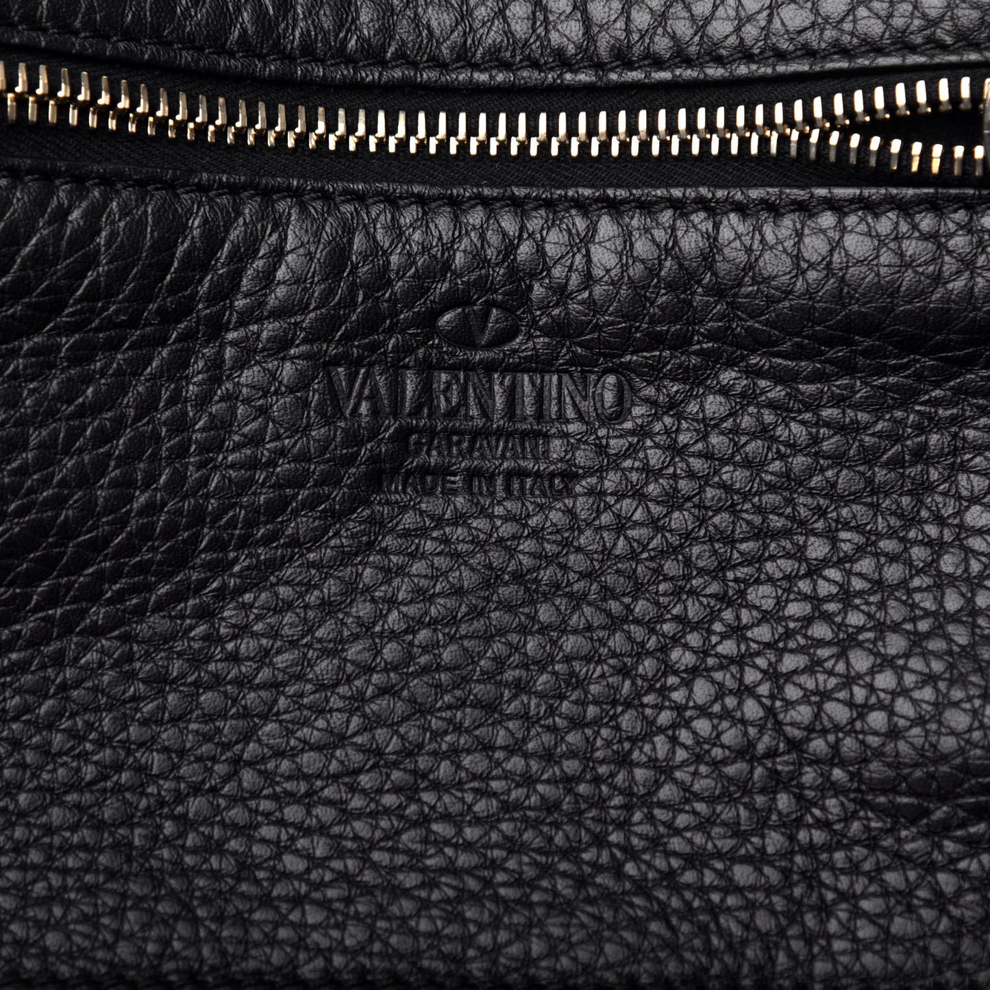 Grained Calfskin Embroidered Small Rockstud Rolling Tote Black