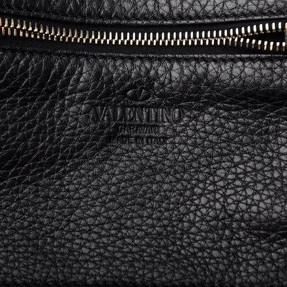 Valentino Garavani Grained Calfskin Embroidered Small Rockstud Rolling Tote Black 7 of 11