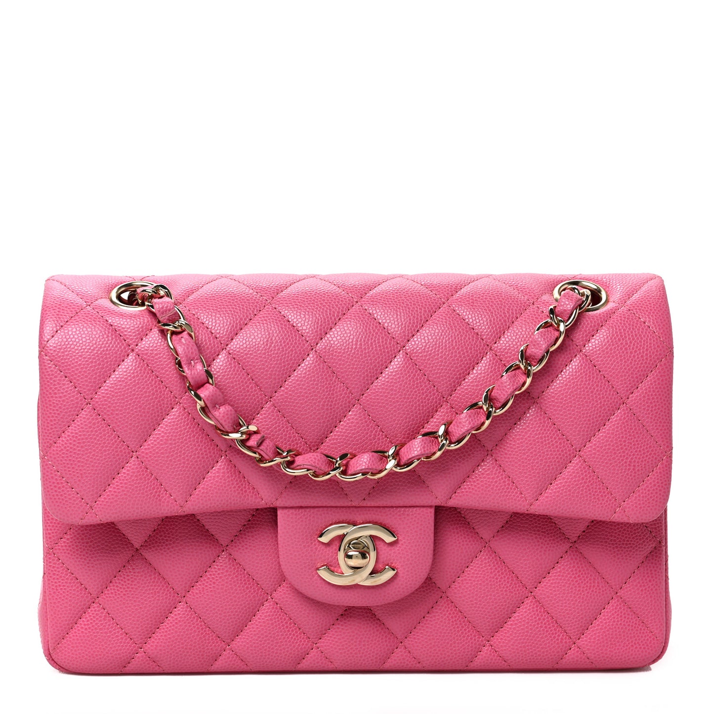 Caviar Quilted Small Double Flap Pink
