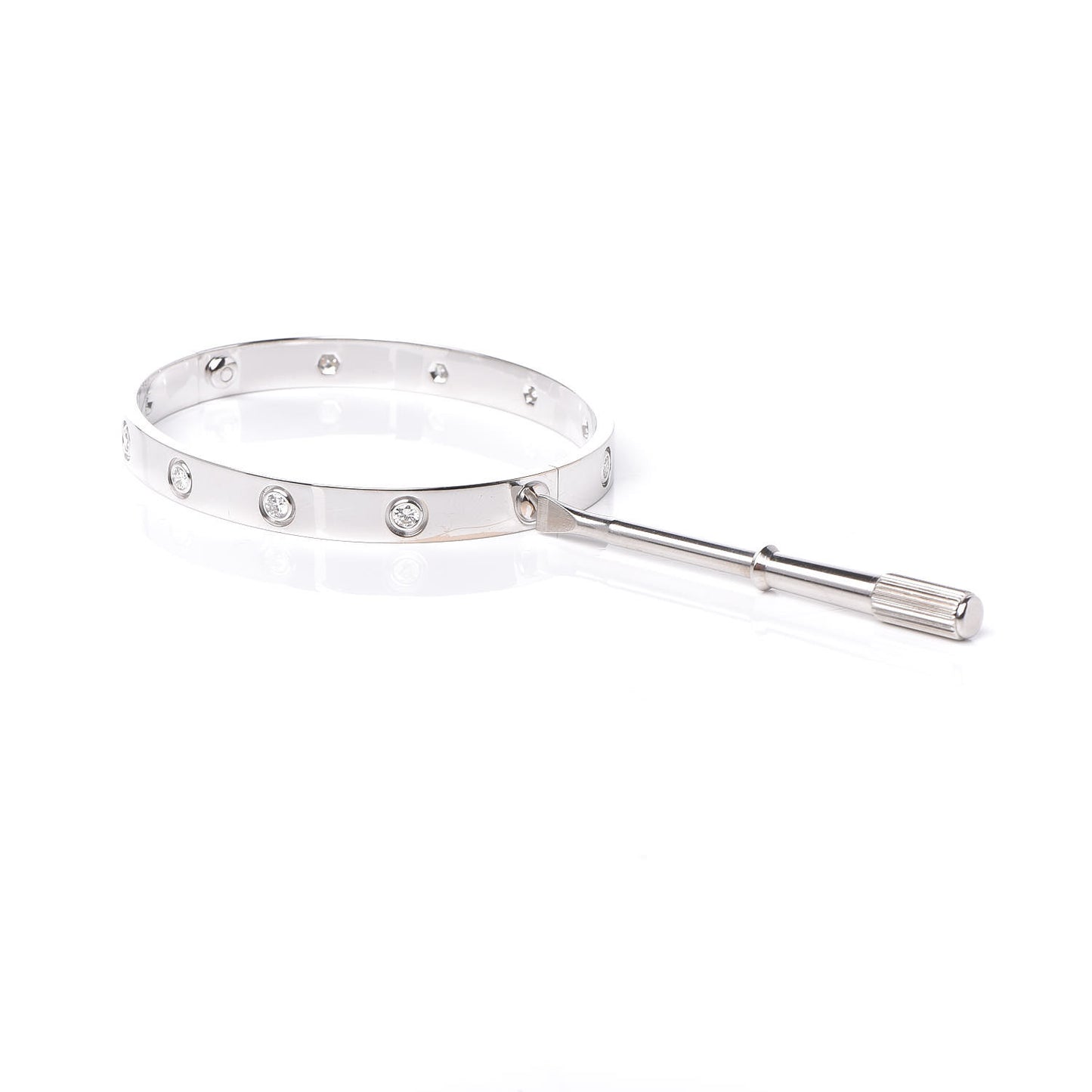 18K White Gold 10 Diamond LOVE Bracelet 17