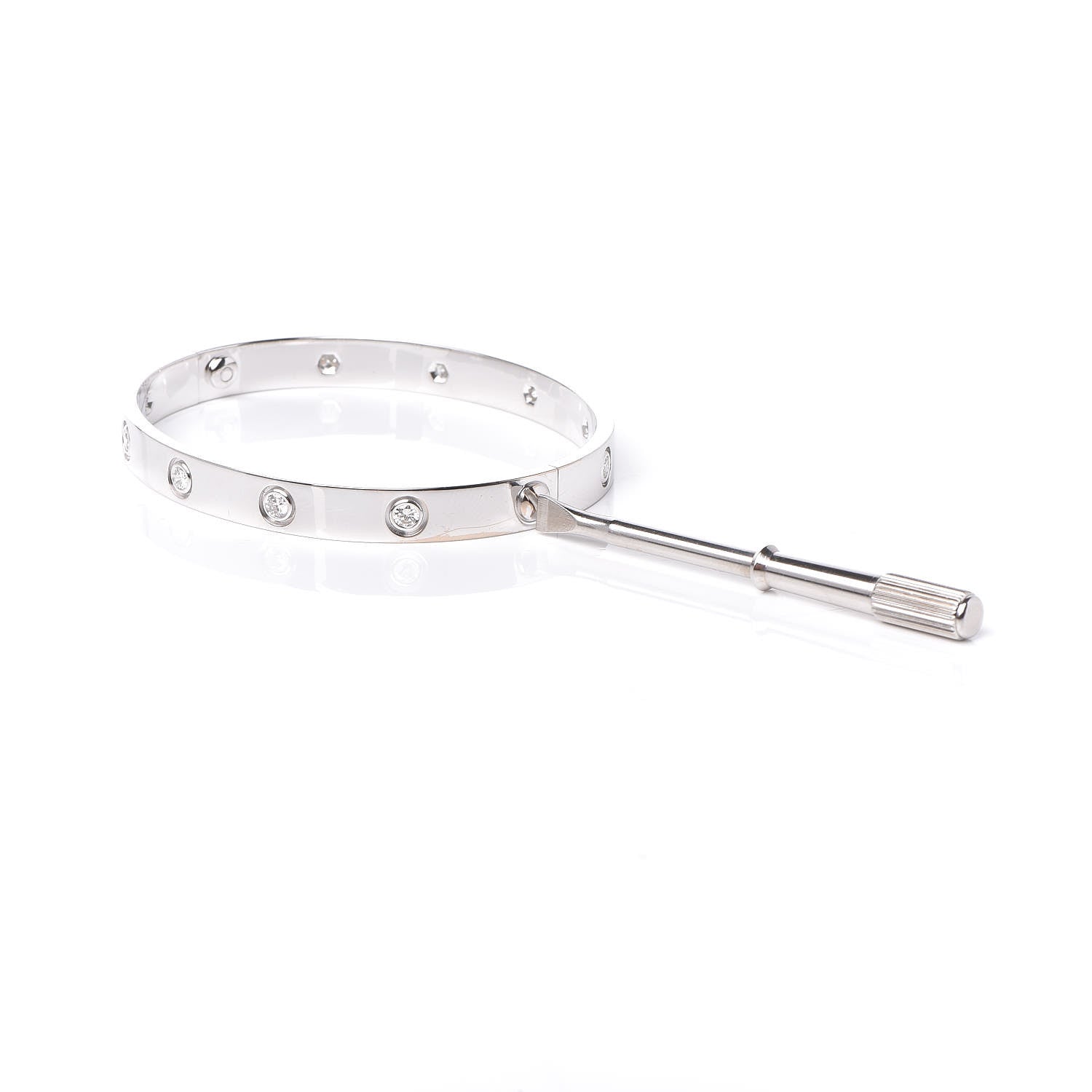 Cartier 18K White Gold 10 Diamond LOVE Bracelet 17 8 of 8
