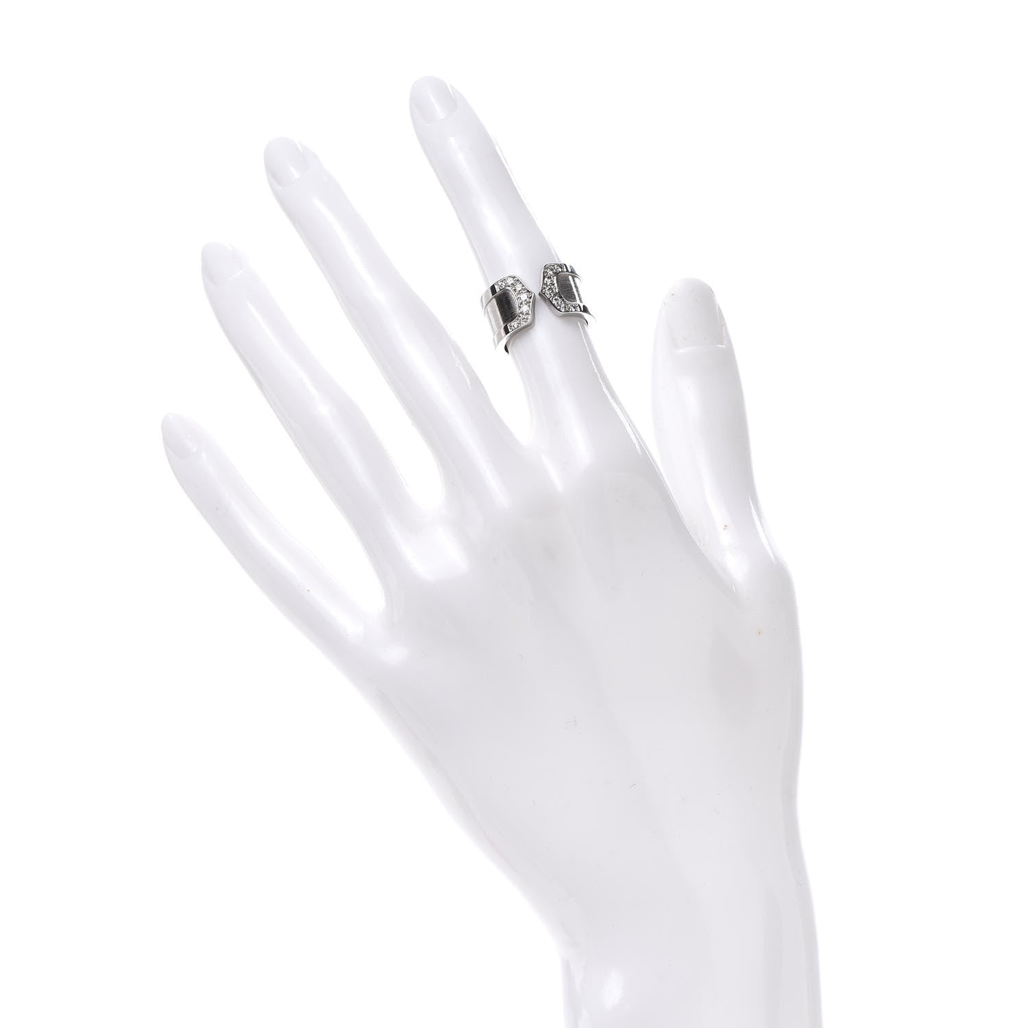 Cartier 18K White Gold Diamond 10mm Logo De Ring 47 4 2 of 6