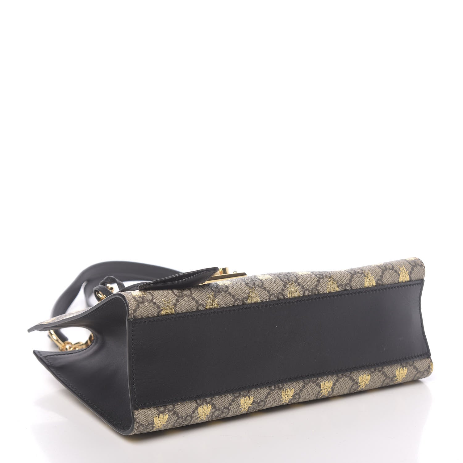 Gucci GG Supreme Monogram Bees Small Padlock Tote Beige Oro Black 4 of 10