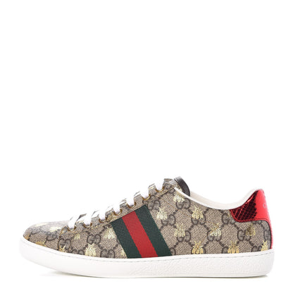 Gucci GG Supreme Monogram Bees Ayers Web Womens Ace Sneakers 36.5 Beige Oro Green Red 1 of 9