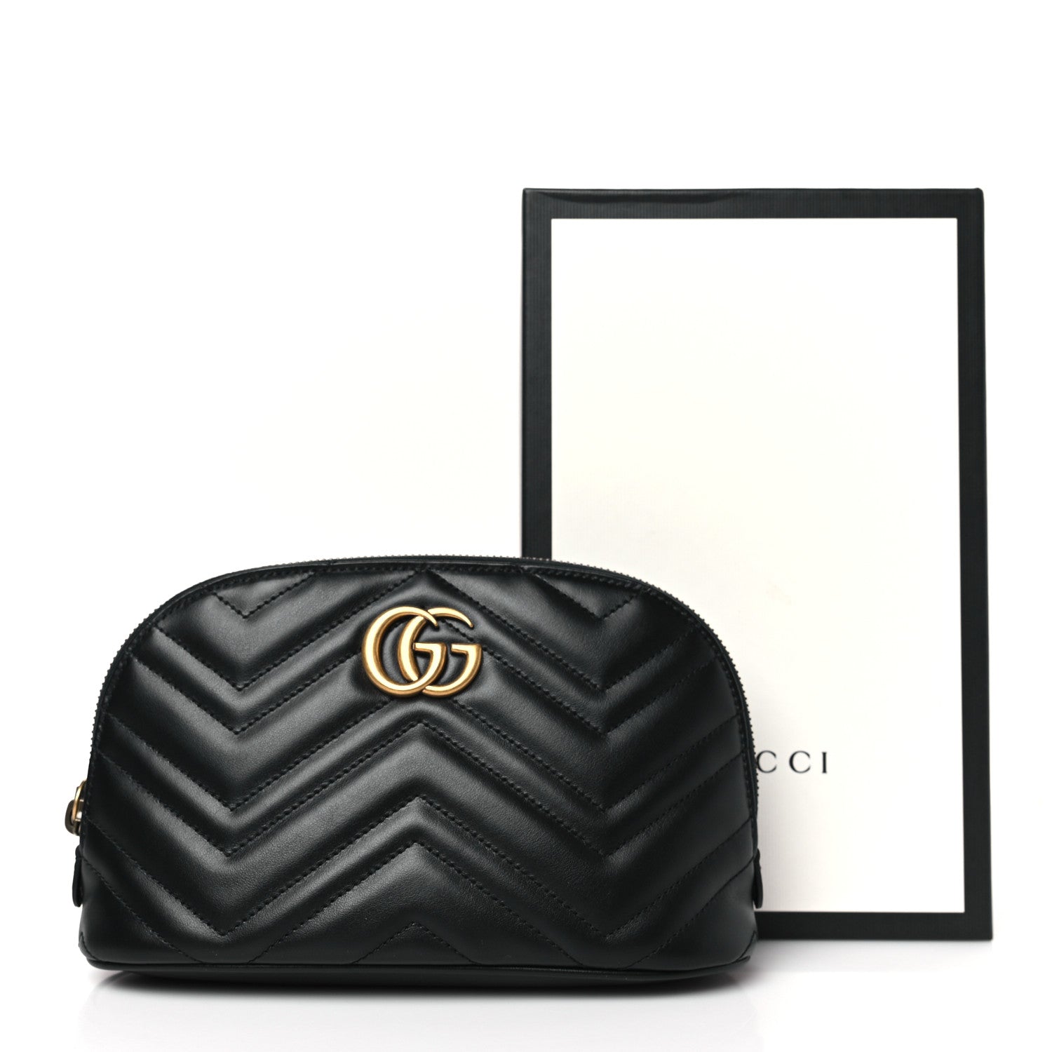 Gucci Calfskin Matelasse Large GG Marmont Pouch Cosmetic Case Black 10 of 10