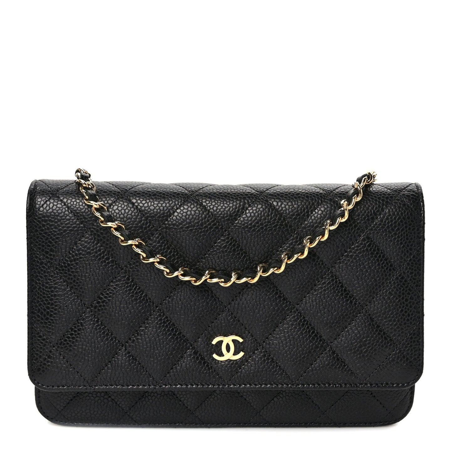 Caviar Quilted Wallet on Chain WOC Black