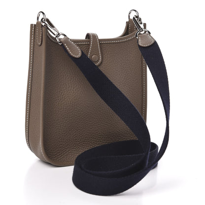 Hermes Taurillon Clemence Amazone Evelyne TPM Etoupe Bleu Indigo 3 of 11