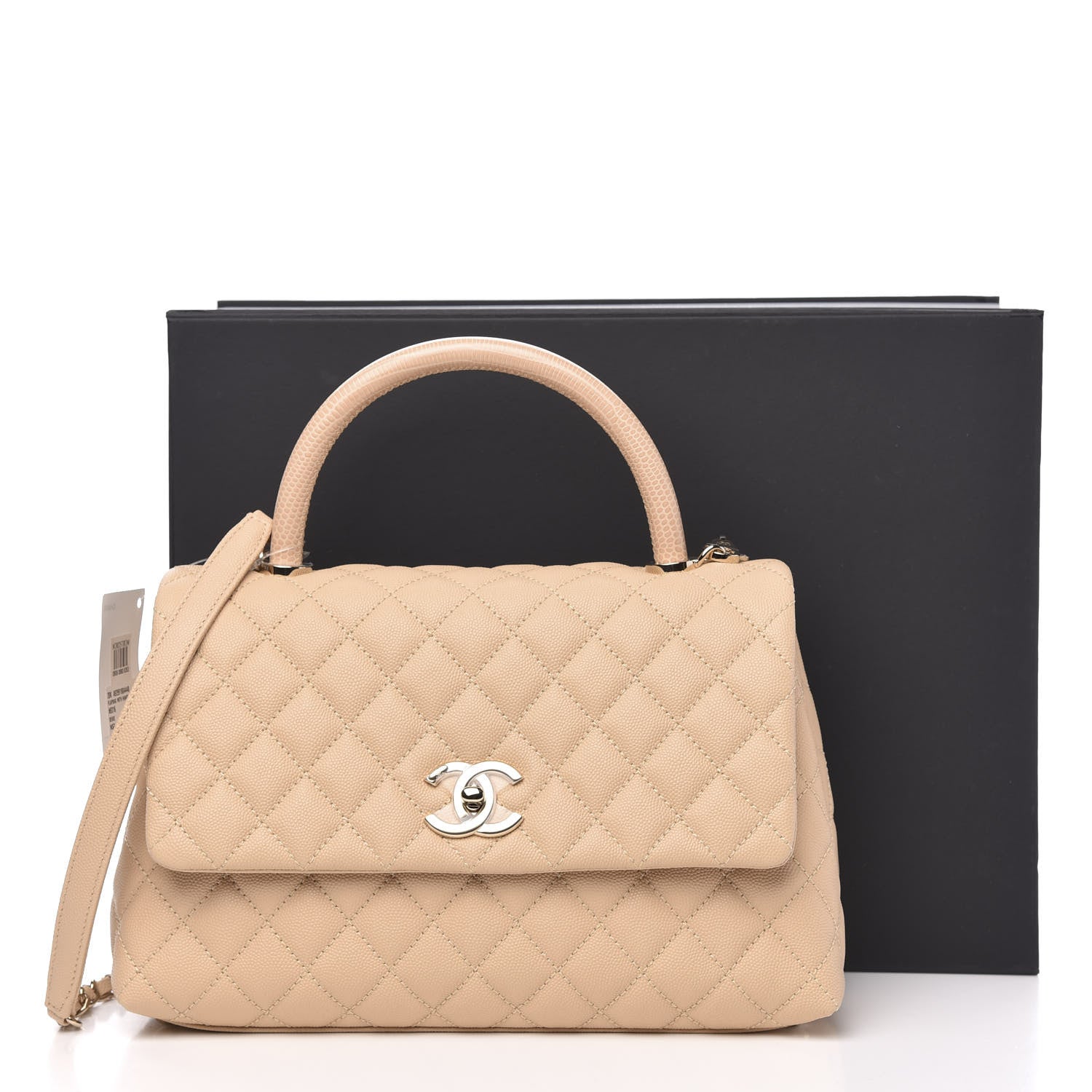 Chanel Caviar Quilted Small Coco Handle Flap Light Beige 10 of 10