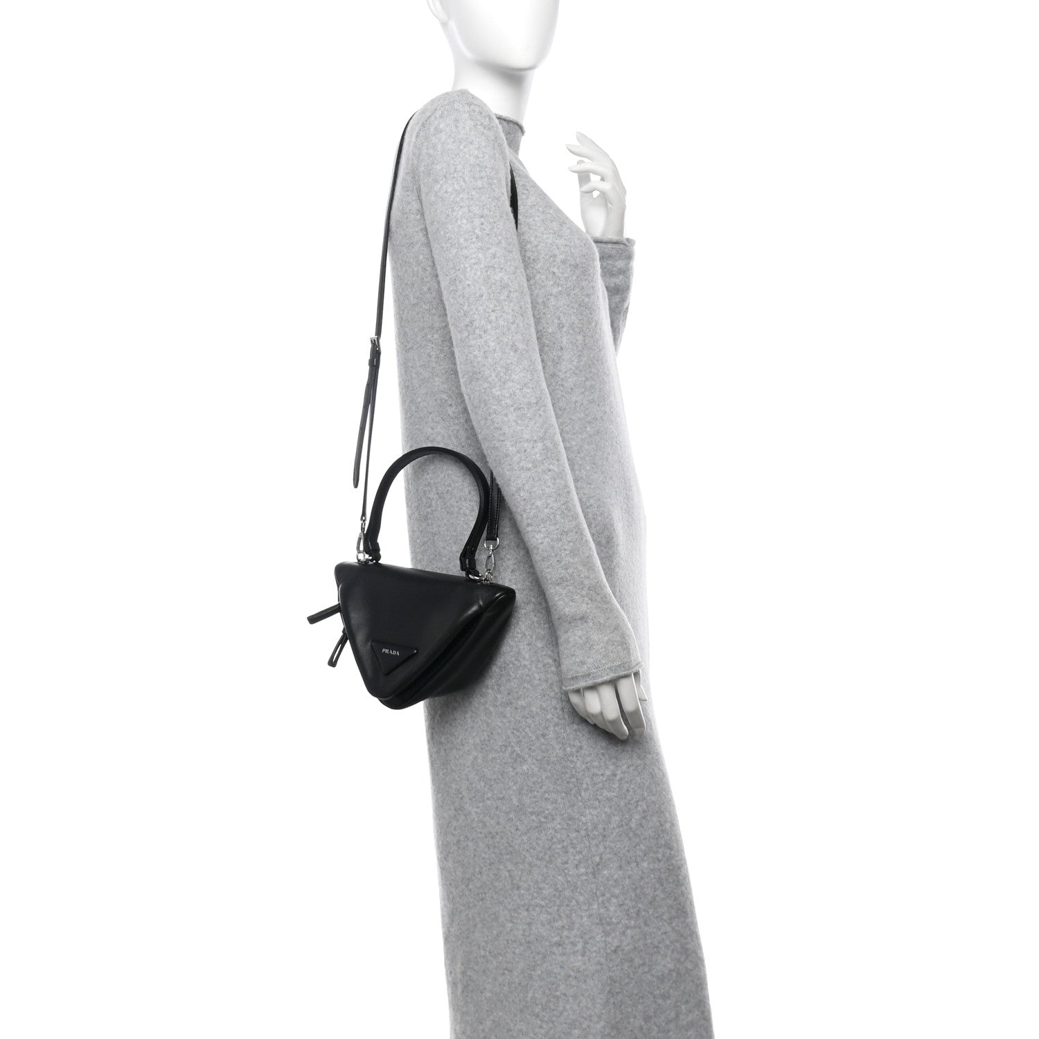 Prada Nappa Padded Signaux Triangle Crossbody Black 2 of 10