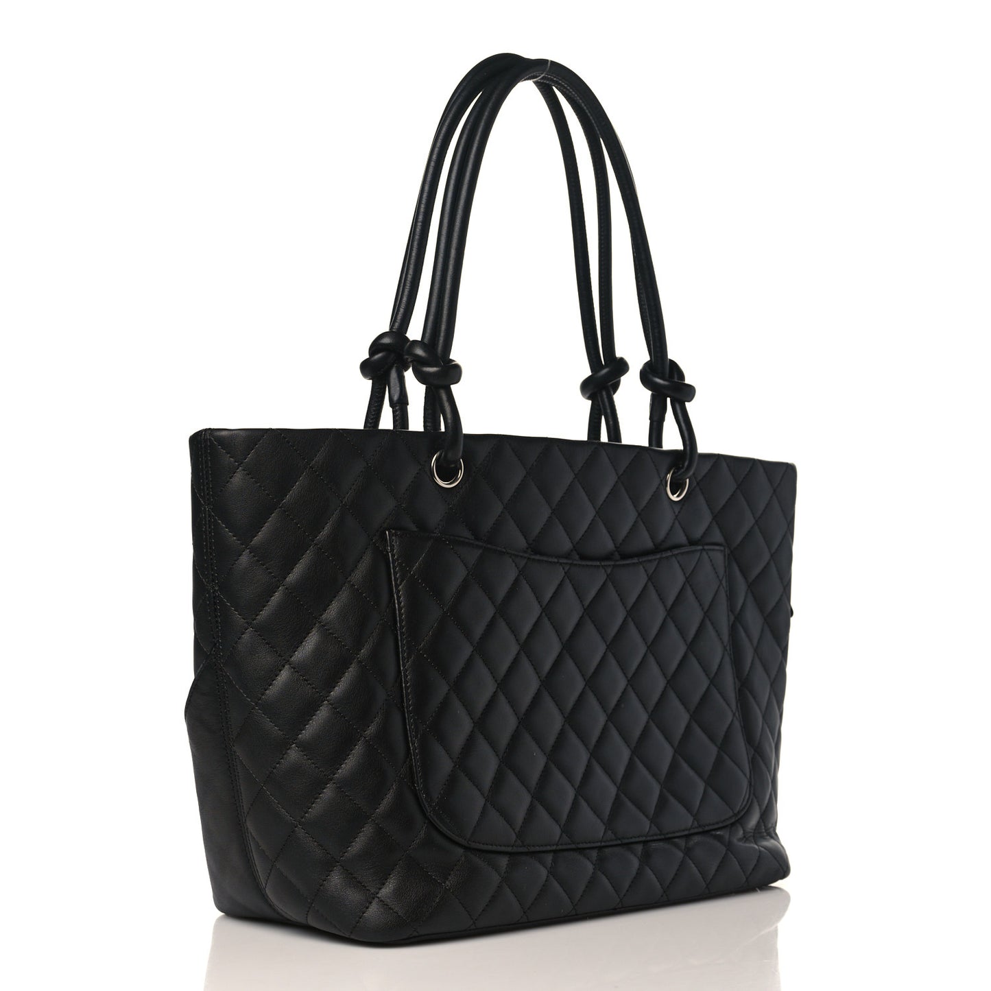 Calfskin Quilted Large Cambon Tote Black