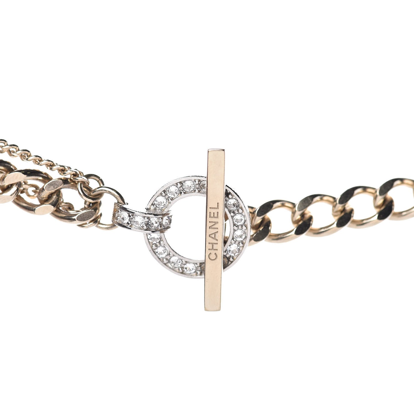 Crystal Chain CC Multi Strand Necklace Gold
