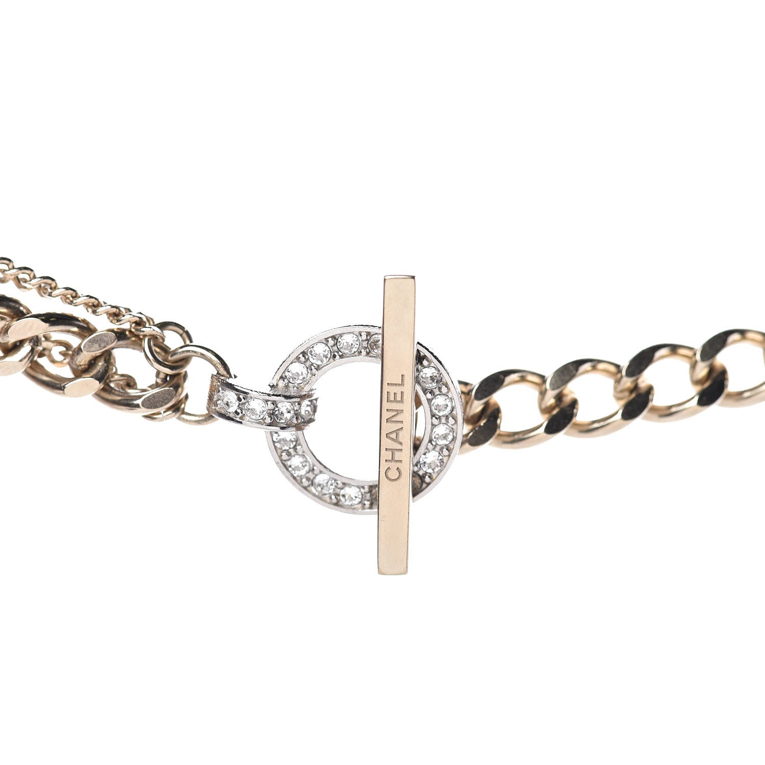 Chanel Crystal Chain CC Multi Strand Necklace Gold 3 of 6