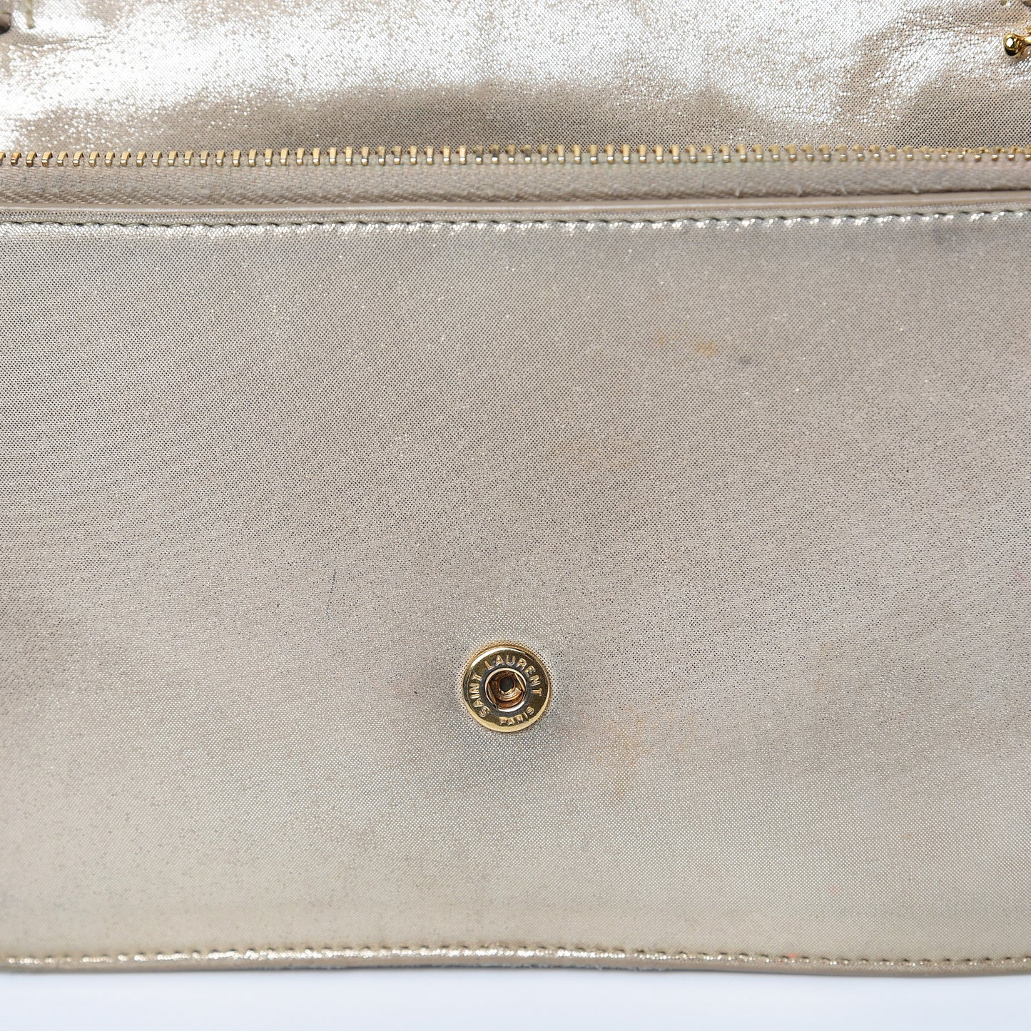 Metallic Fabric Monogram Envelope Chain Wallet Champagne