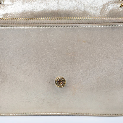 Saint Laurent Metallic Fabric Monogram Envelope Chain Wallet Champagne 15 of 17