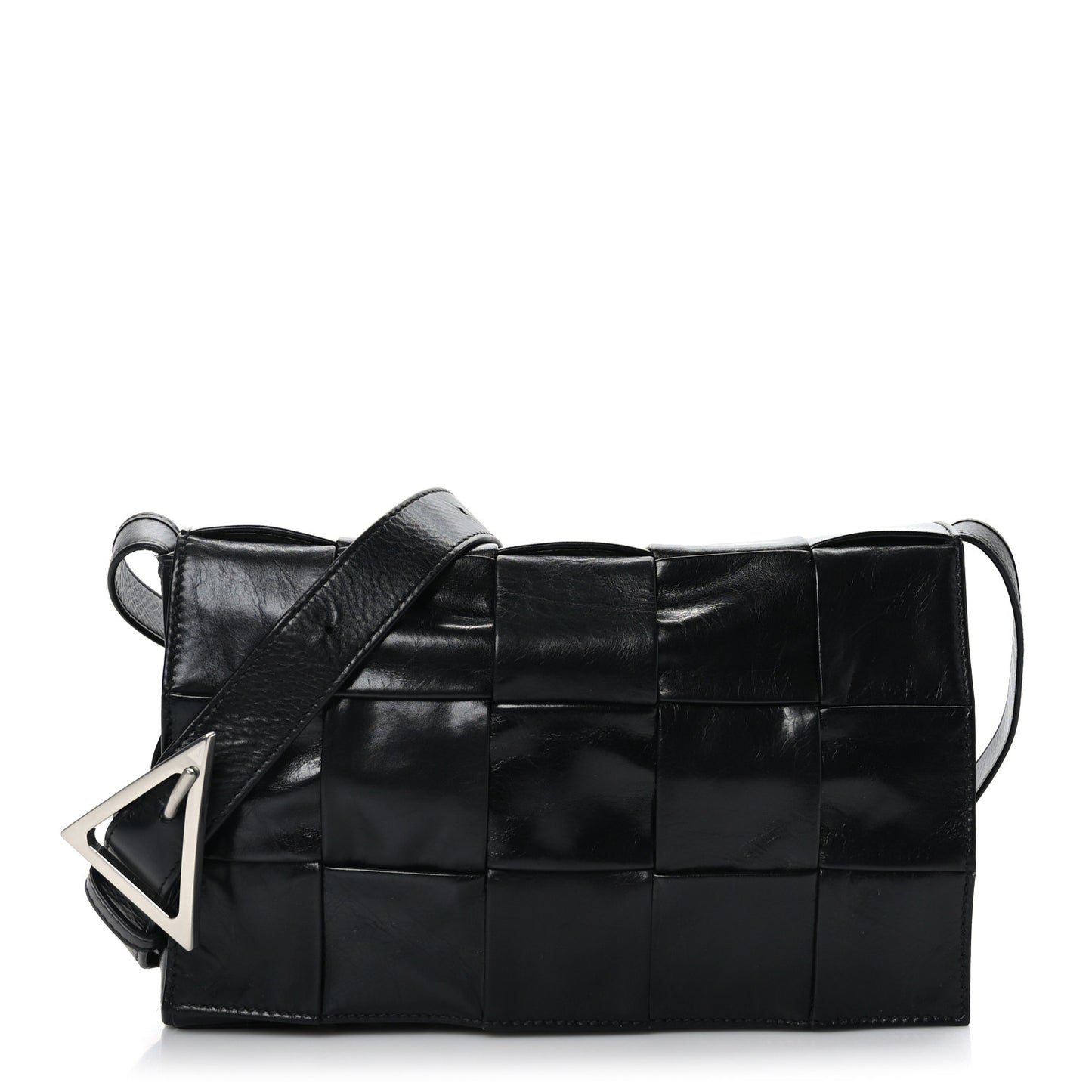 Paper Calfskin Maxi Intreccio Cassette Crossbody Bag Black