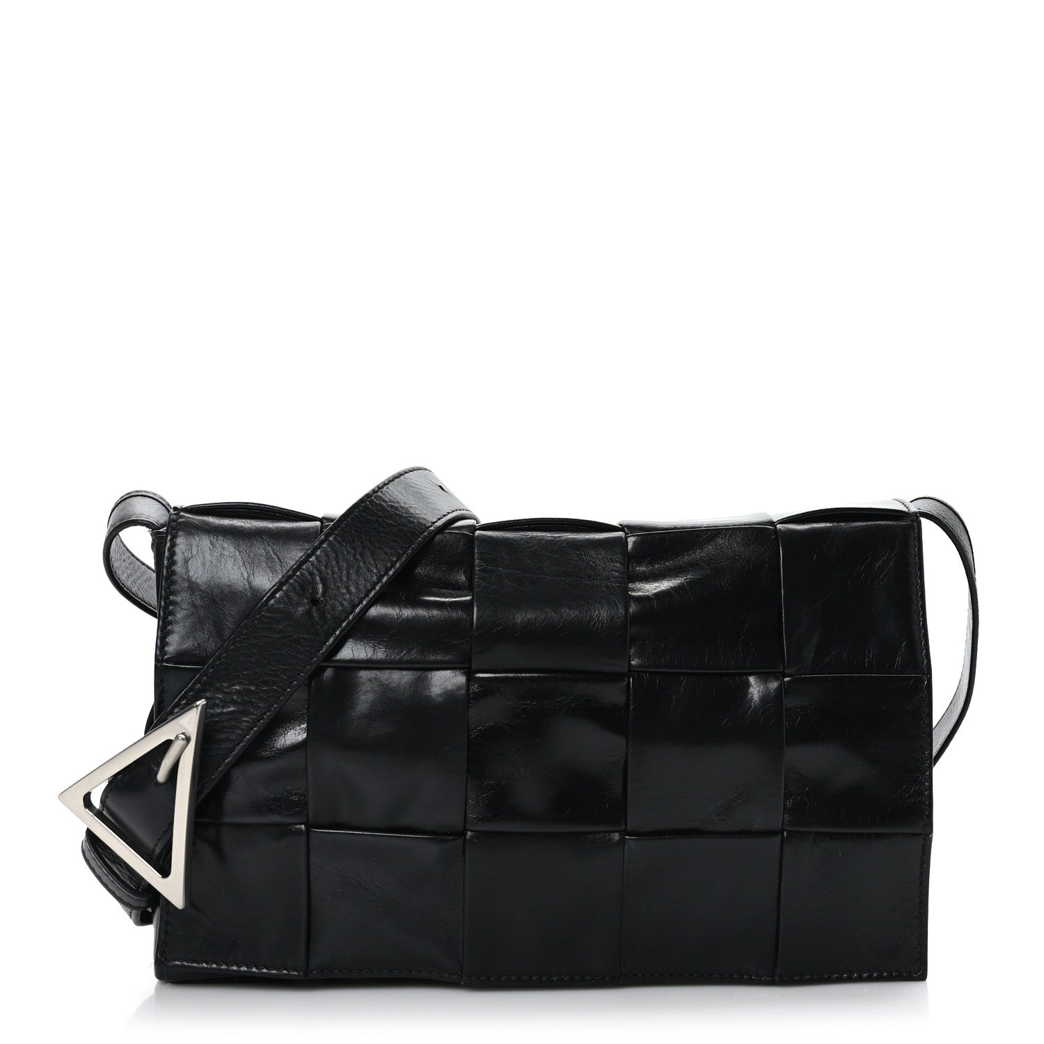 Bottega Veneta Paper Calfskin Maxi Intreccio Cassette Crossbody Bag Black 1 of 7