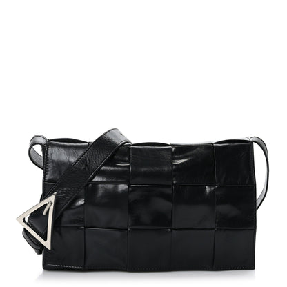 Bottega Veneta Paper Calfskin Maxi Intreccio Cassette Crossbody Bag Black 1 of 7
