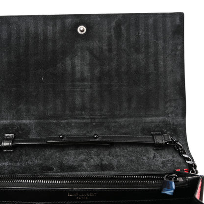 Saint Laurent Metallic Striped Monogram Chain Wallet Red Black 11 of 12