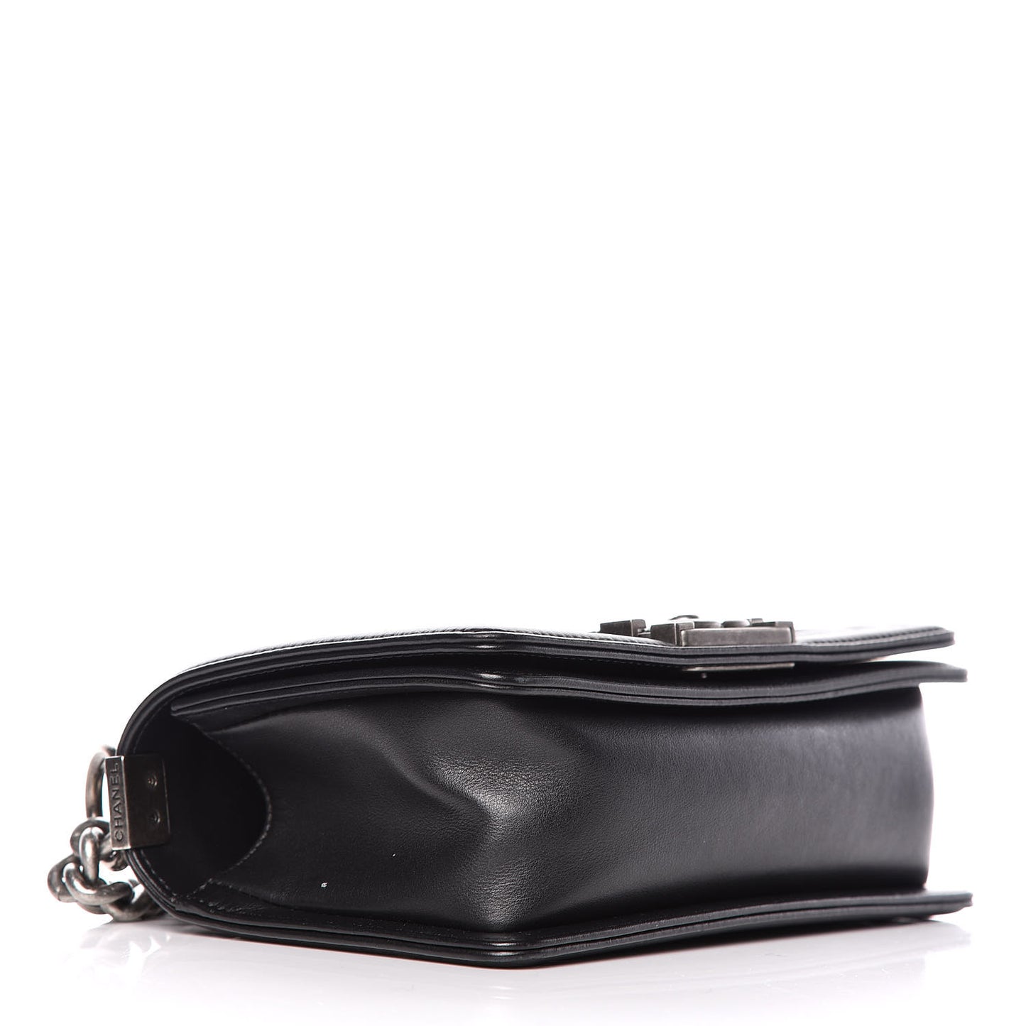 Calfskin Quilted Small Boy Flap Black